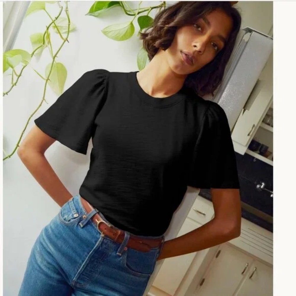 Nation Ltd Savanna Flutter Sleeve Tee - Black Small